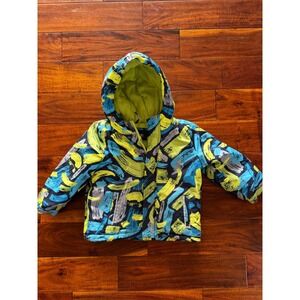 George Boys Puffer Jacket Neon Print Hooded Fleece Lined Coat 5T GRF40541TB